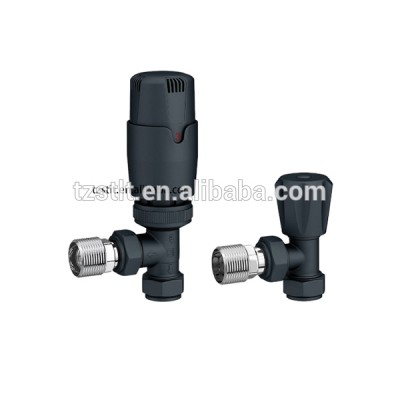 Europe type 15mmx1/2''Angle Thermostatic Radiator Valve with Black Finishing color